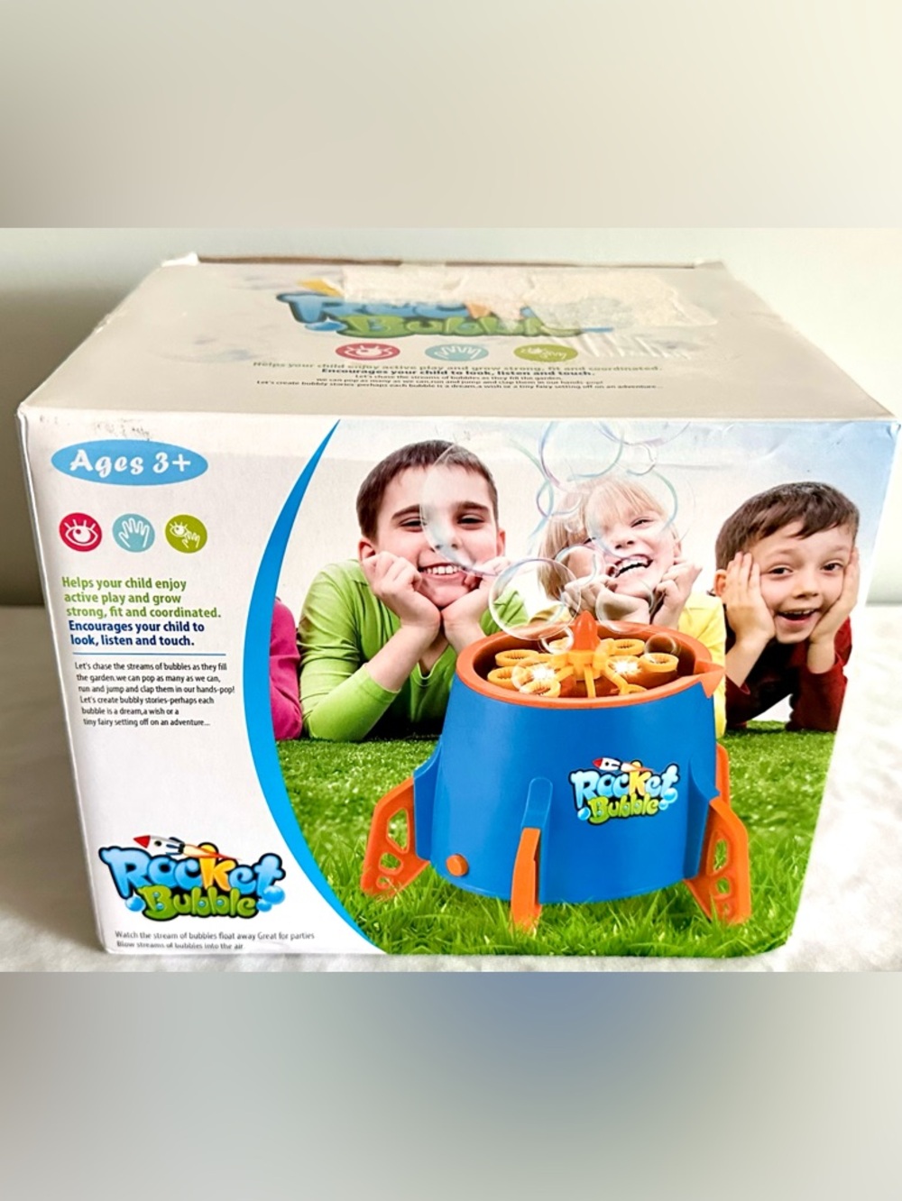 Rocket Bubble Machine Toy w/ Bubble Solution Outdoor Bubble Blower NWT Ages 3+